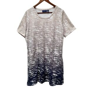 d&co BEACH Women's Size L‎ Ombre Stripe Terry Short Sleeve Coverup